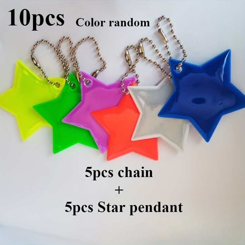 TEMU 10/20pcs Star Reflective Pendant, Bicycle Reflective Keychain, Backpack Reflective Pendant, Outdoor Keychain, Hiking Reflective Pendant, Diy