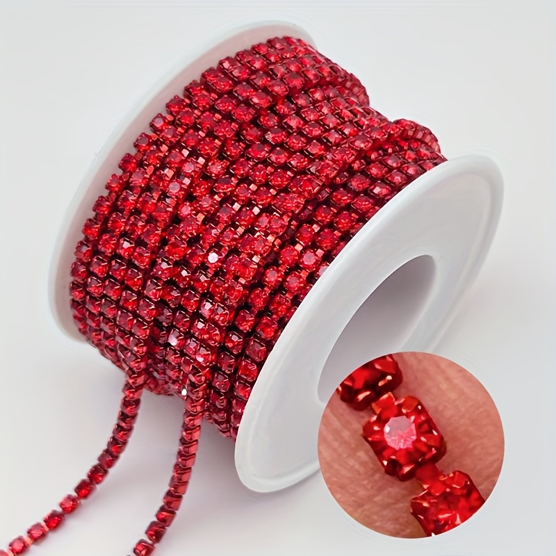 

/roll Red Crystal Rhinestone Chain, Color Preserving Flexible Claw-set Gemstone Ribbon, For Diy Crafts, Dresses, Bags, Cups, Hats, Wedding Decorations