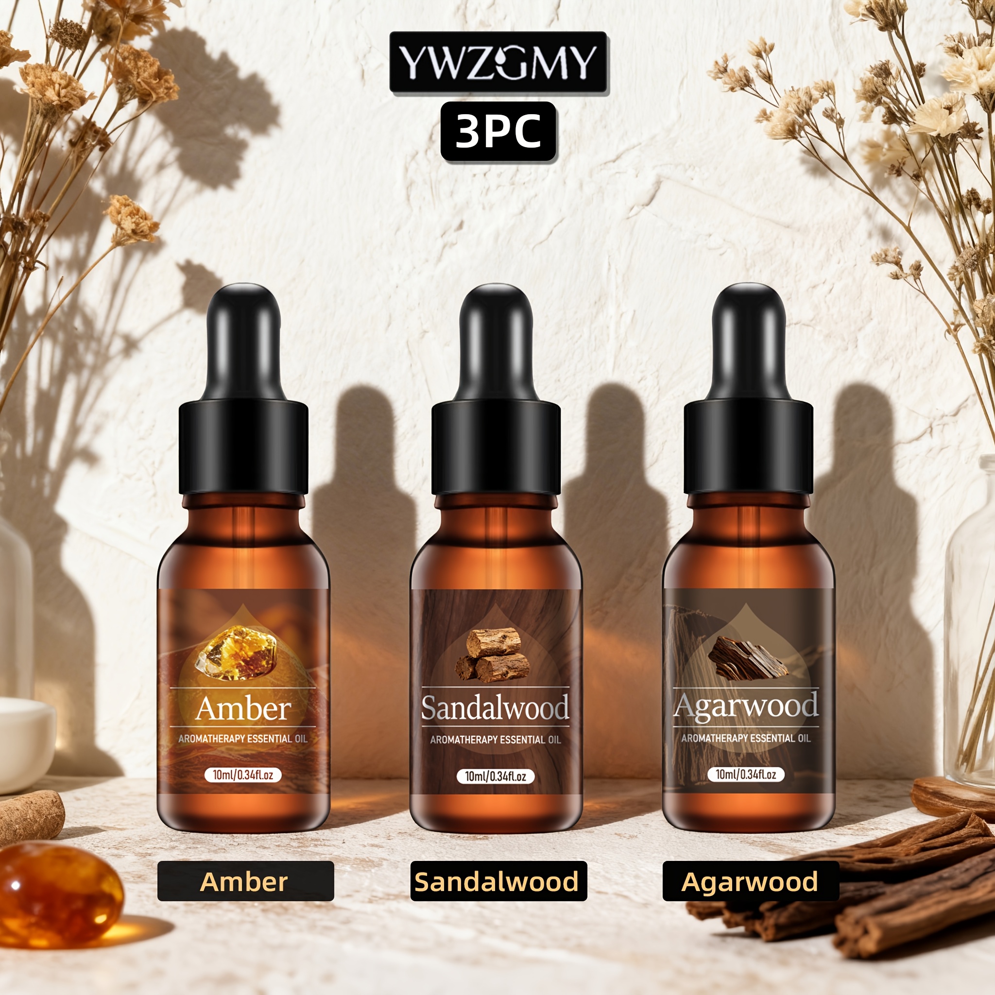 3 Bottles Essential Oils, Total 30ml. Teacher Appreciation Gifts, Suitable For Humidifiers, Diffusers, Scented Candle Making, Fragrant Stone, Car Diffuser, . Home Essential Oil Supplement Liquid.
