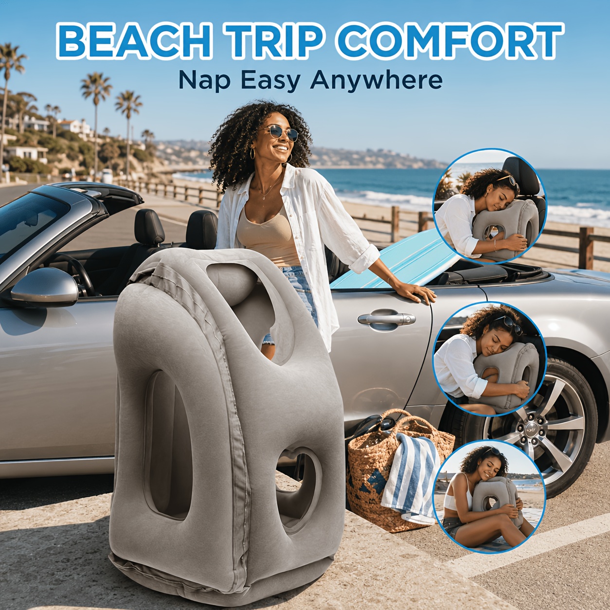 TEMU 2026 Latest Inflatable Travel Neck Pillow, Airplane Sleep Pillow, Ergonomically Designed Neck Support Suitable For Long-distance Flights, Cars,
