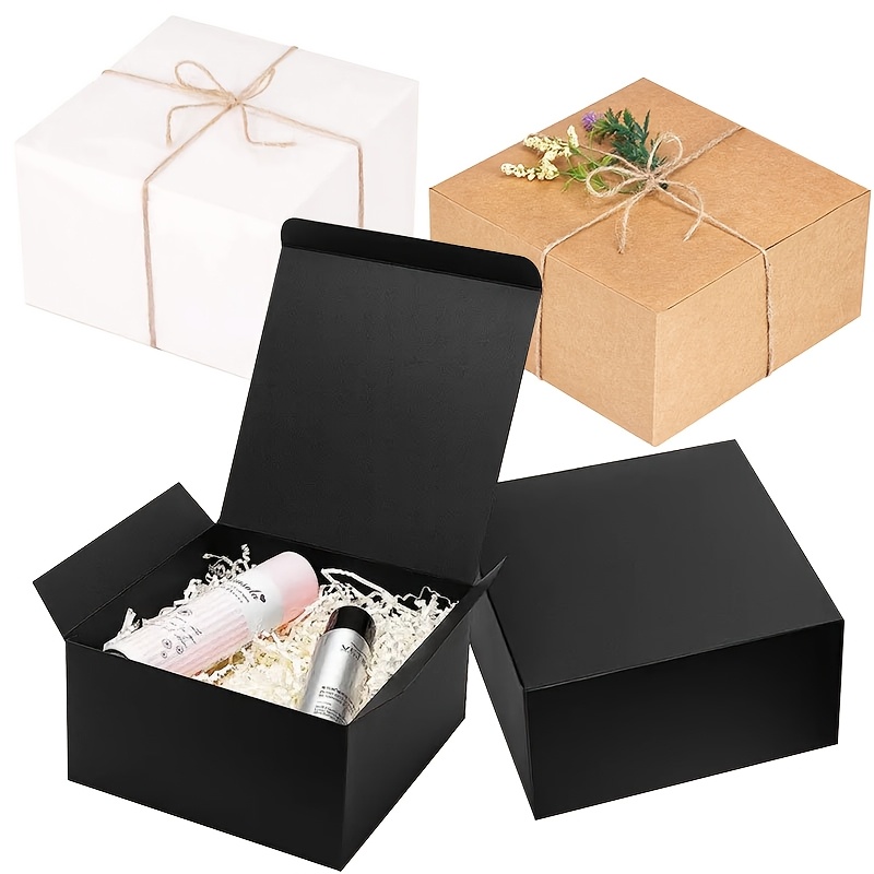 Schwarze Geschenkbox Mit Deckel – 40x30x15 Cm – Inkl. Schleife, Raffia & Grußkarte – Faltbare Aufbewahrungs- Und Verpackungsbox Für Geburtstag, Weihnachten & Co