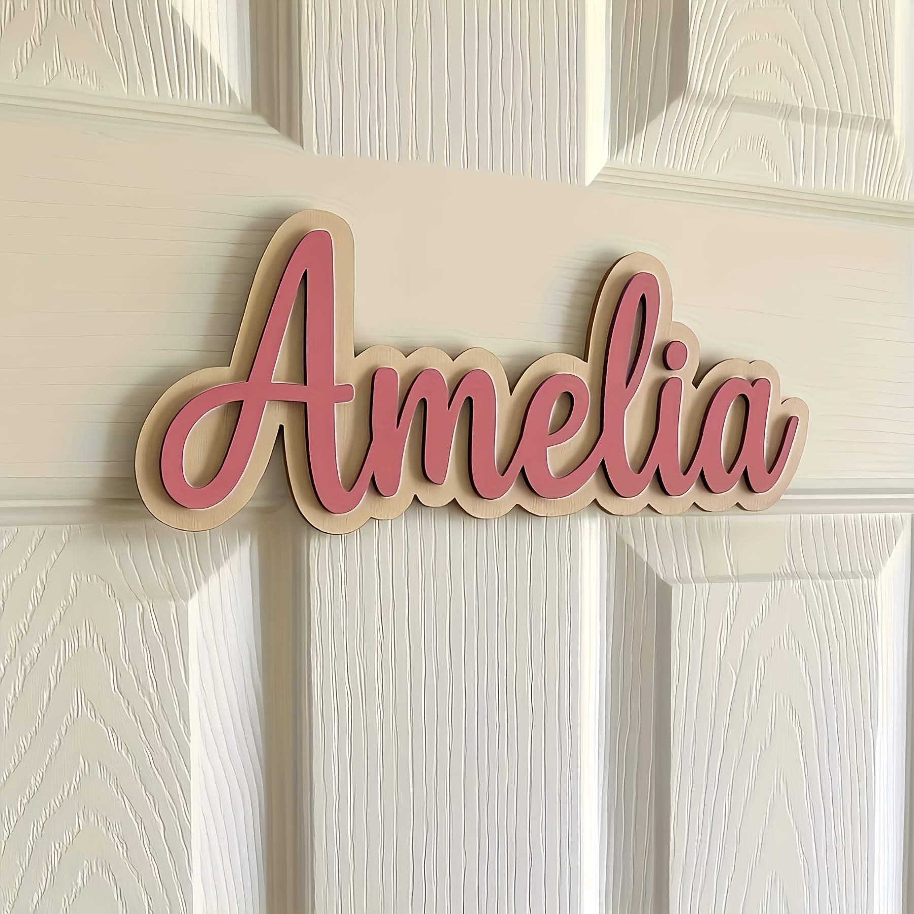 Custom Wooden Double-layer Name Door Sign Personalized Name Decorative Wooden Board Bedroom Door Room Wall Hanging Gift Exquisite Gift Suitable For First Birthday And Festive Occasions