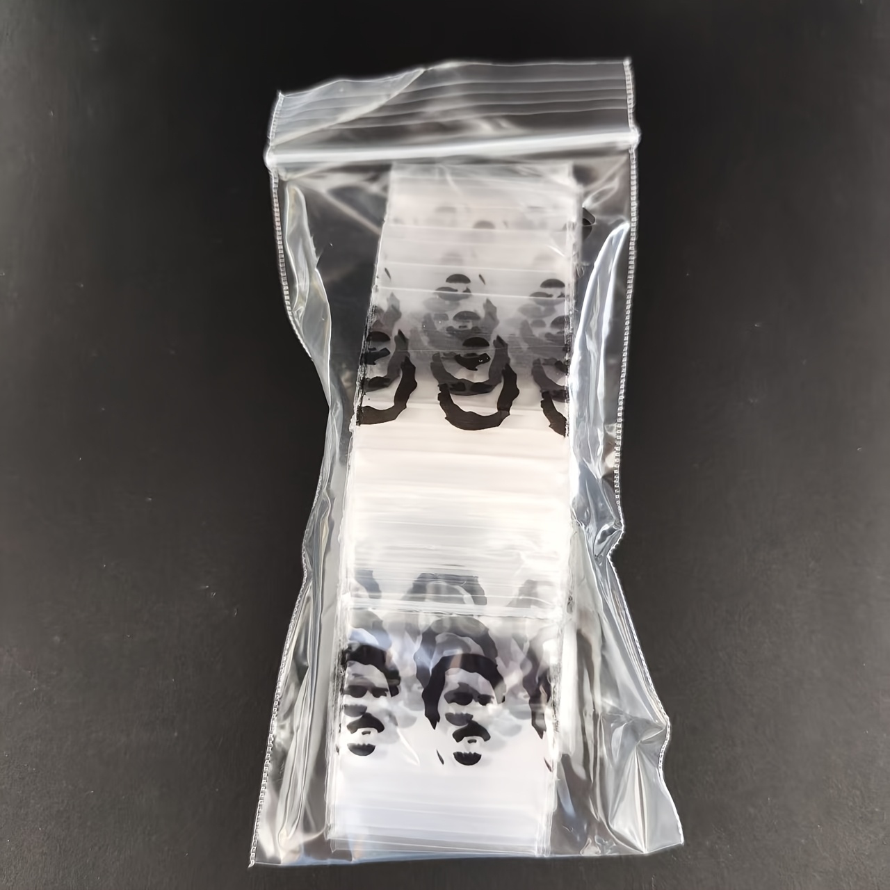 TEMU 102pcs Mini Self-sealing Plastic Bags, Black Pattern Monkey And Human Head Available, Small Sealed Bags Moisture-proof And Dust-proof. Portable