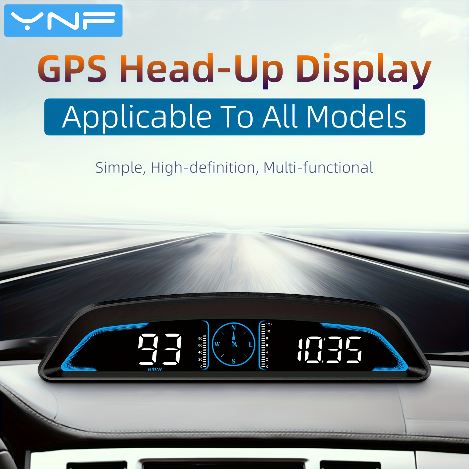 Image of Ynf Digital Gps Speedometer Universal Heads Up Display For Car 5.5 Inch Large Lcd Display Hud With Mph Speed Fatigued Driving Alert Alarm Trip Meter For All Vehicles Holiday Gift, Without Battery