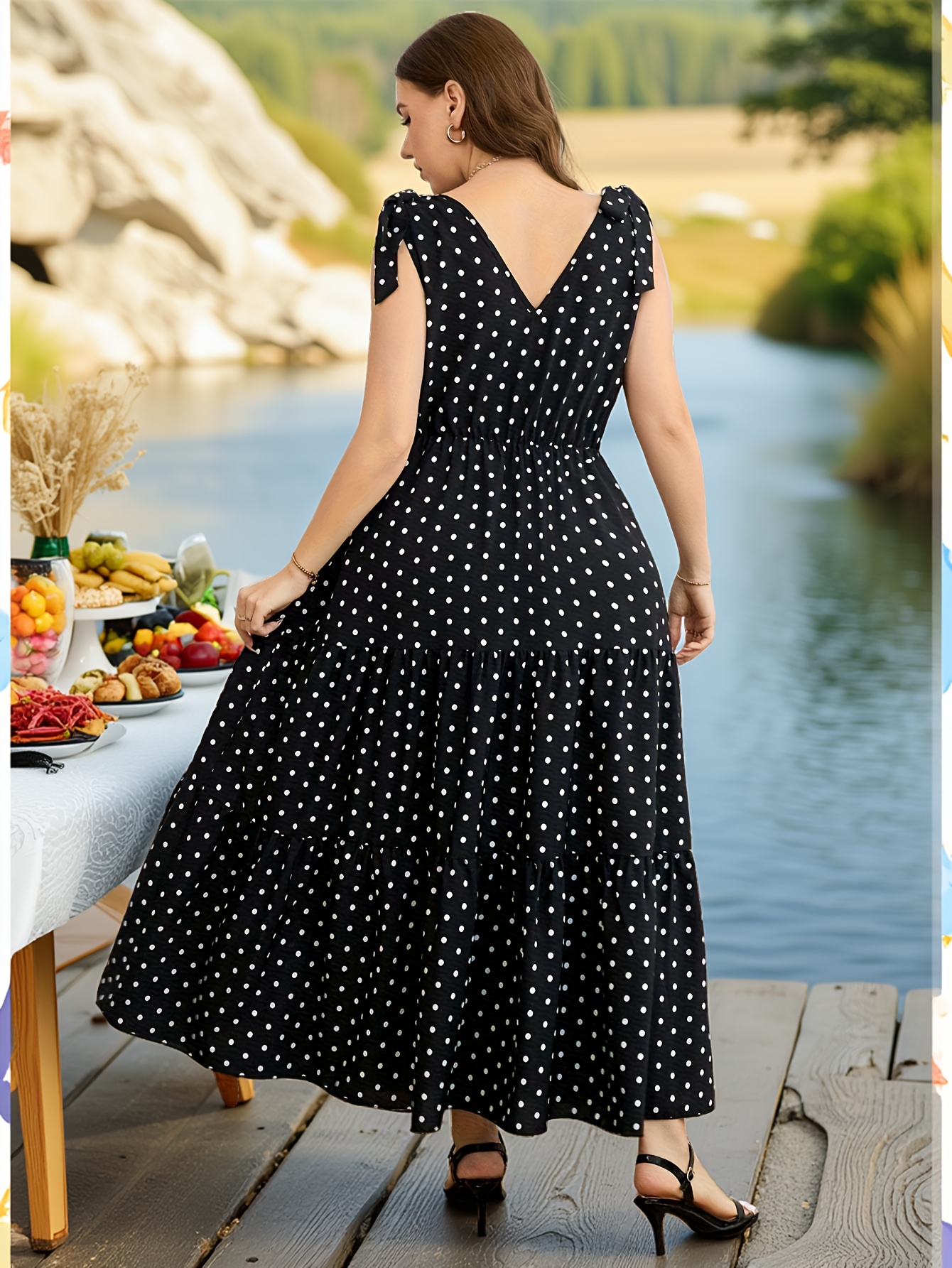 plus size plus size womens elegant black polka dot a line - Temu Oman