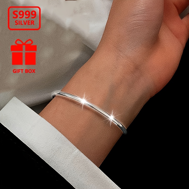 

1pc Vana Simple Classic 925 Sterling Silver Cuff Bracelet For Women, Daily & Party Wear, Gift, Accessory