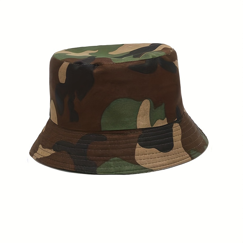 Machine-washable Camo Bucket Hat For - Breathable Polyester Cap, Ideal For Hiking And Fishing, Camping Accessories