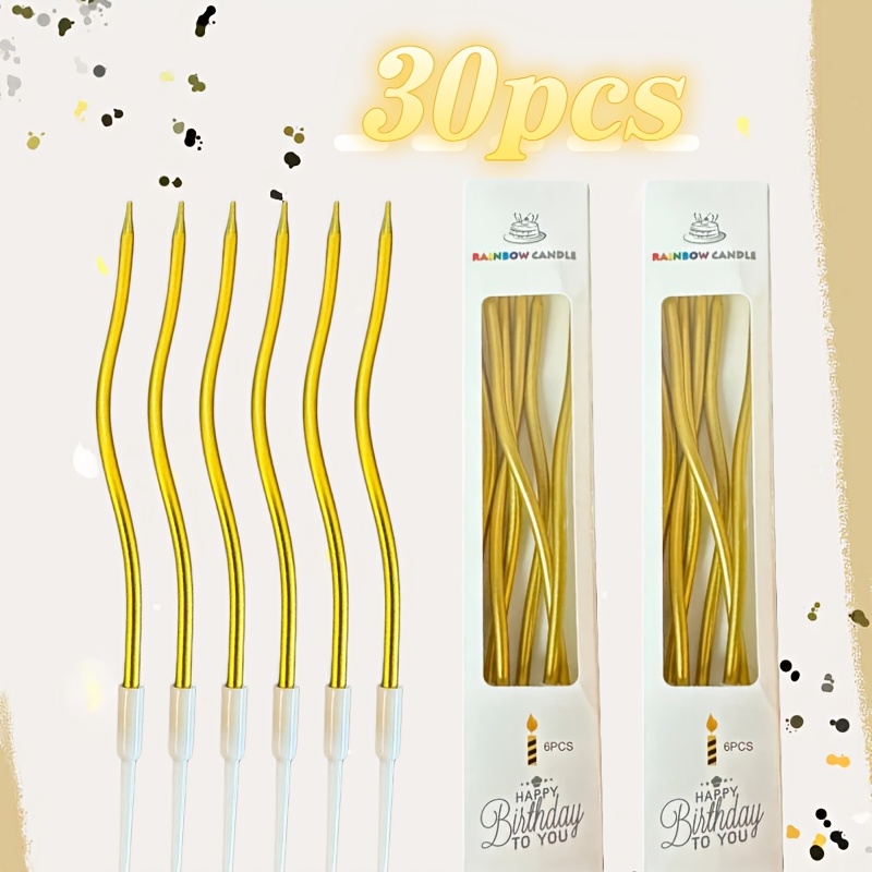 30pcs golden birthday decorations spiral curved design with base golden elegant valentines day anniversary atmosphere props festive gathering celebration decor