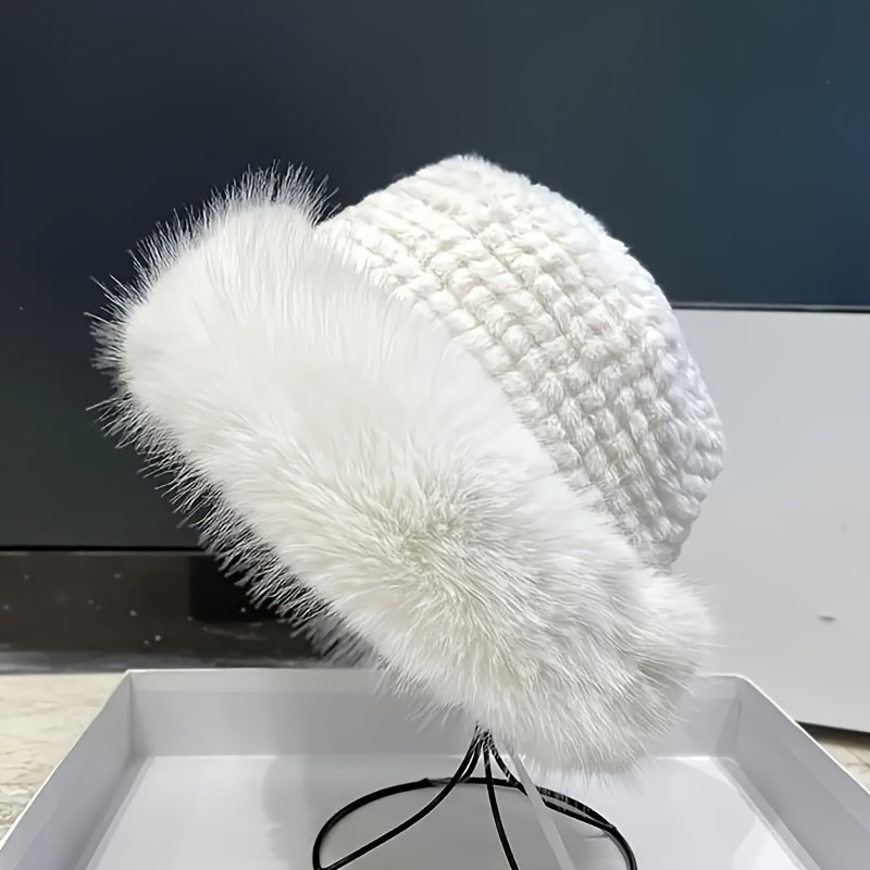 Women's Winter Fuzzy Bucket Hat, Plush Velvet Thickened Fisherman Hat,  Fluffy Warm Cloche Hat