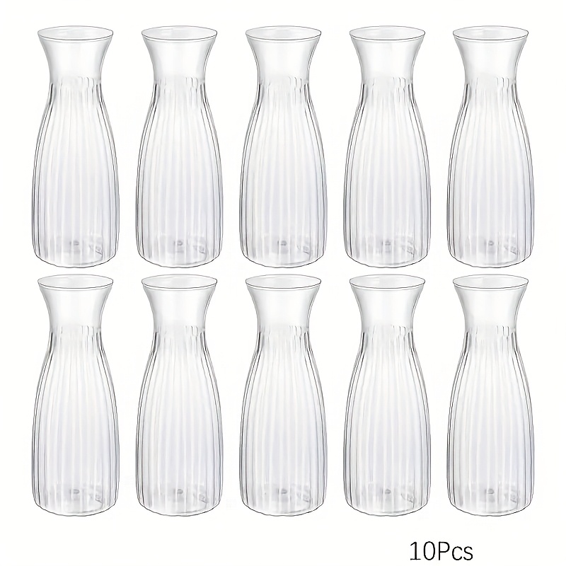 E-shop 6/8/10 Stück, Plastik Vasen mit Streifenmuster, Klare Blumenarrangements Bastelarbeiten für verschiedene Bouquets und Dekorationen, Geeignet für