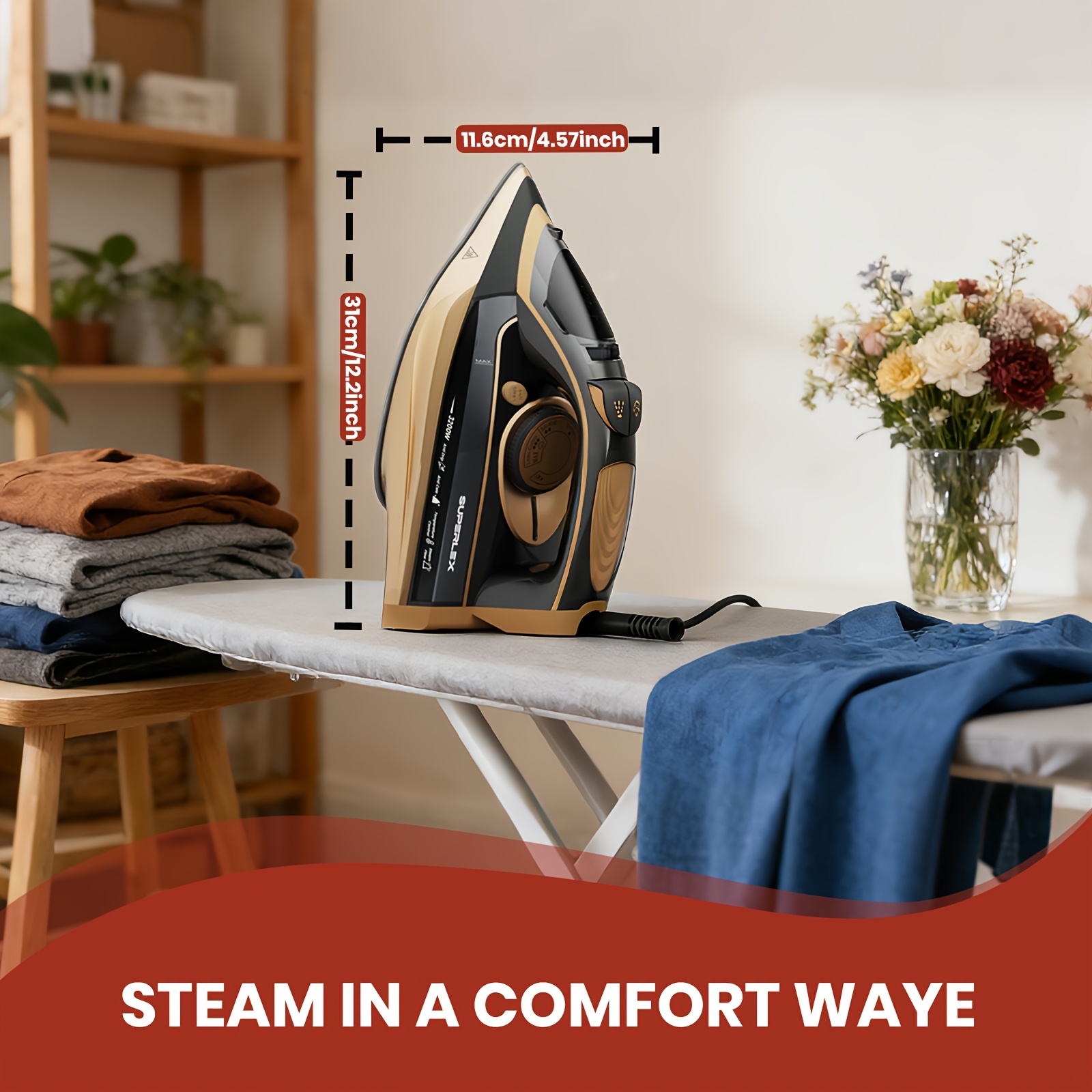 Image of Superlex Steam With 350ml Tank, 15-25g/min Steam Output, Vertical Steaming, Self-cleaning Anti-drip Anti-scale, Led Display For All Fabrics