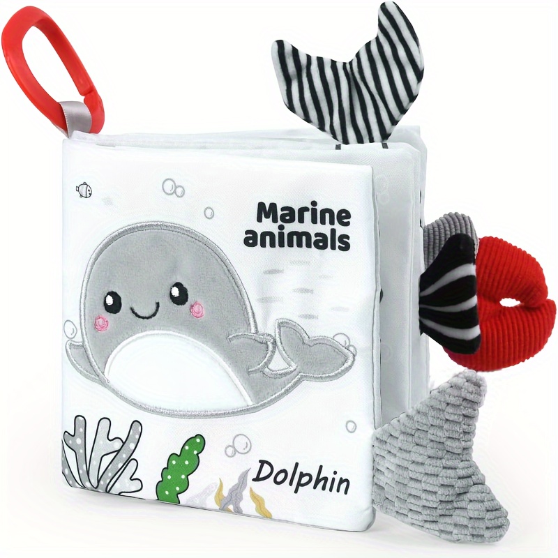 1pc Soft Cloth Baby Book with 3D Animal Tails, Sensory Touch and Feel  Educational Board Book, Anti-Tear, Polyester Material for Early Learning  and