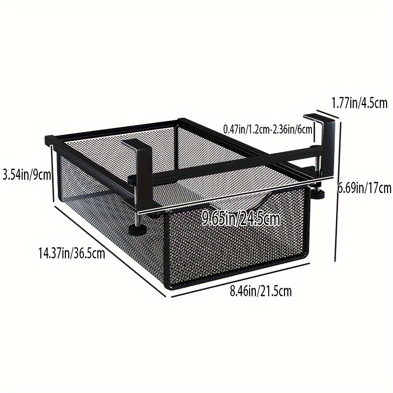 TEMU Under-desk Drawer With Rod Office Desk Bottom Hidden Storage Box Workplace Transformation Tool Desk Side Organizer