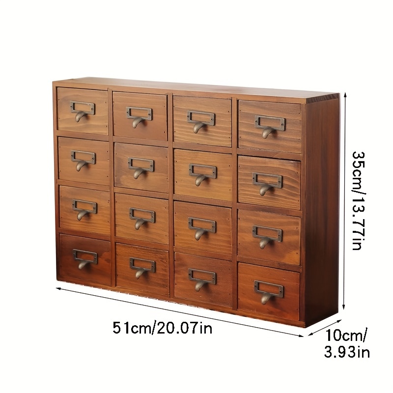 Image of Desktop Storage Box Wooden Drawer-style Jewelry Retro Seal Wood Partition, Desk & Drawer Organizer For Home Storage