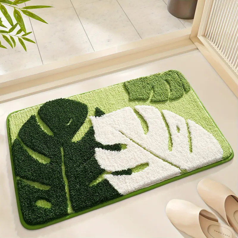 one piece of rainforest bathroom floor mat absorbent pad in use bath rug mat flocked toilet mat Product details 1