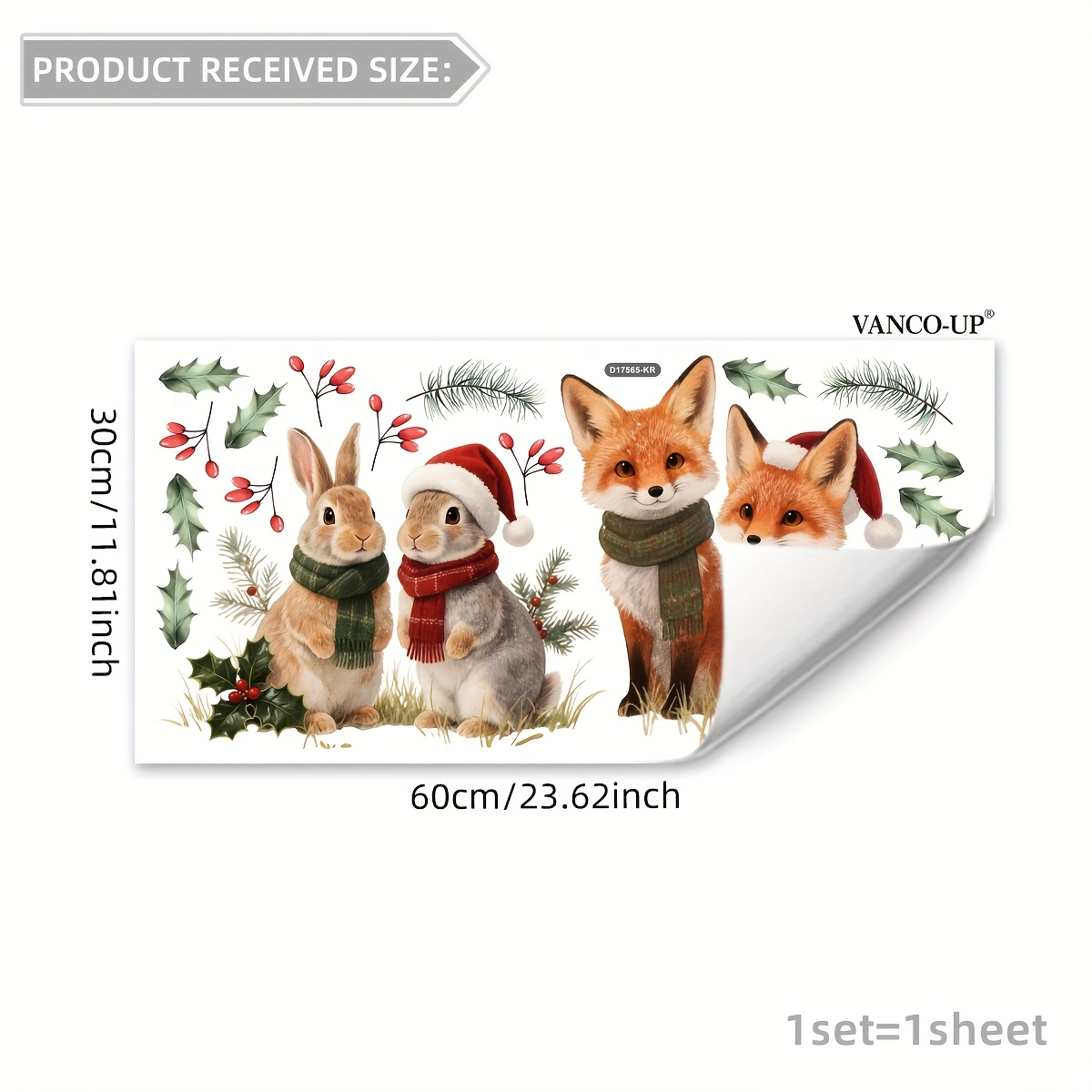 A New Style Christmas Animal Window Sticker, Double-sided Static Cling For Beautifying And Decorating Windows, Model D17565