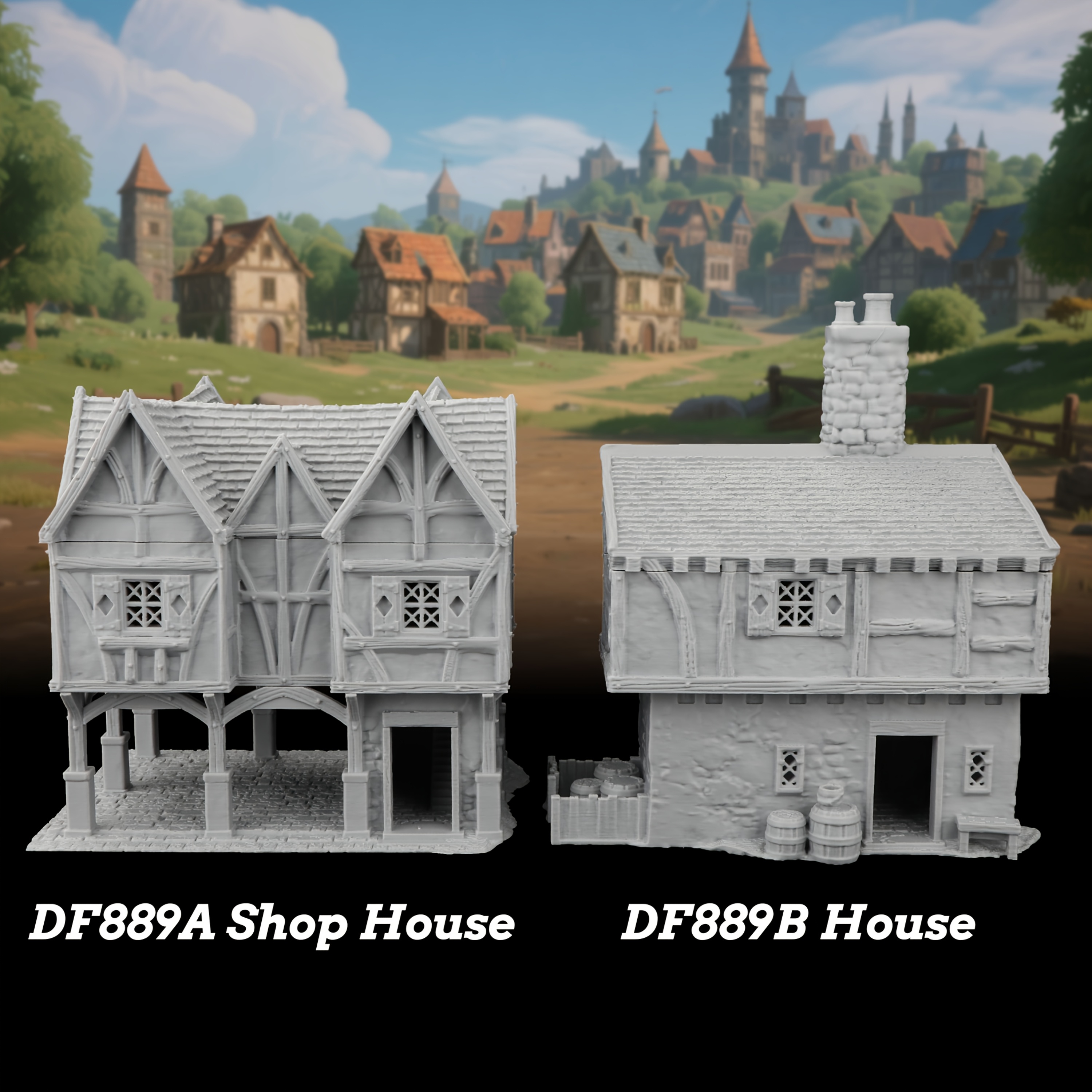 Medieval RPG Terrain, Miniature Shop House Diorama Kit