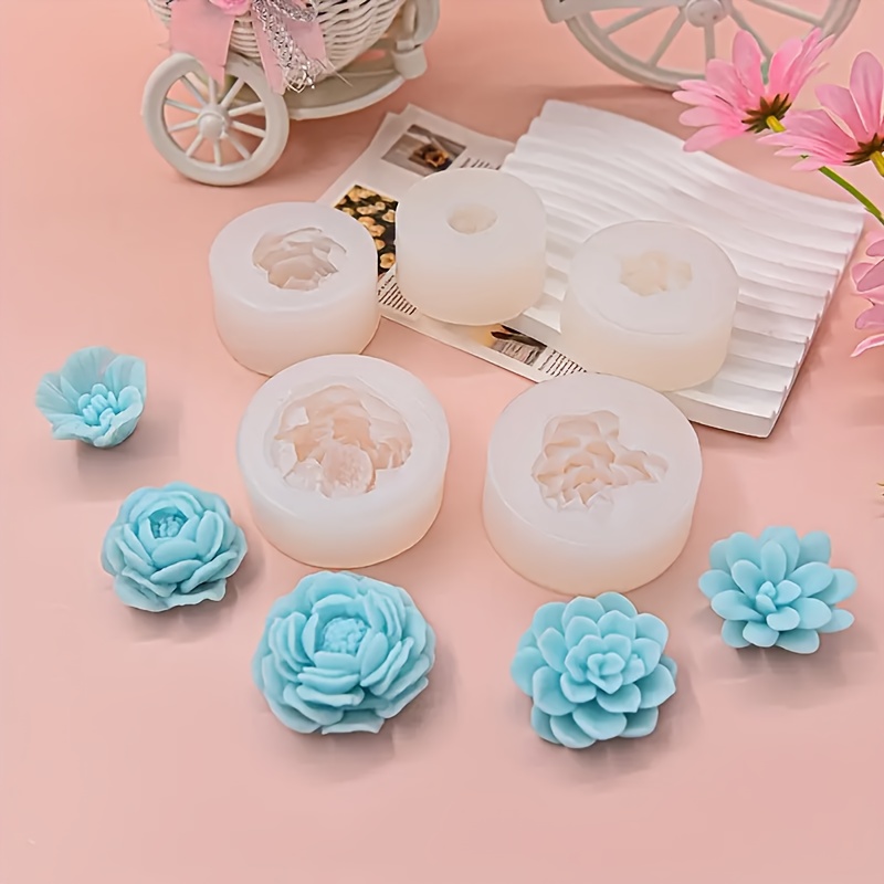 

5pcs Floral Silicone Mold Set For Aromatherapy Candles, Handmade Soaps & Resin Crafts - White