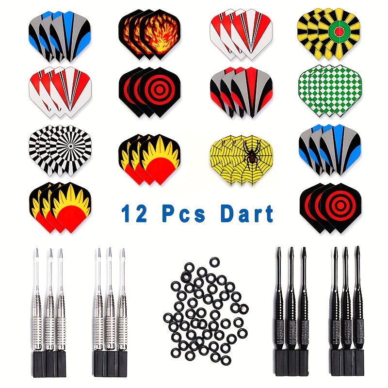 Image of 12 24g Darts, 42 Dart Leaves Set, Suitable For Paper And Sisal Dart Boards, Indoor And Outdoor Games And Outdoor Sports