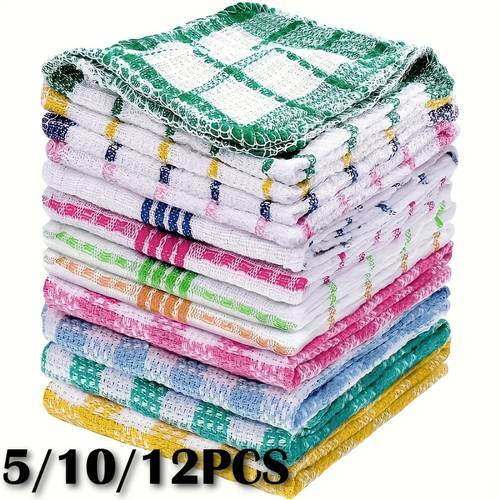 5pcs/10pcs/12pcs Waffle Weave Dish Cloths, Rustic Quick-Drying Hand Wash solely Kitchen Towels, Square Dishcloths with Space Theme - Highly Absorbent for Cleaning & Drying. Spring, Ramadan. Must-Have for Seasonal Cleaning