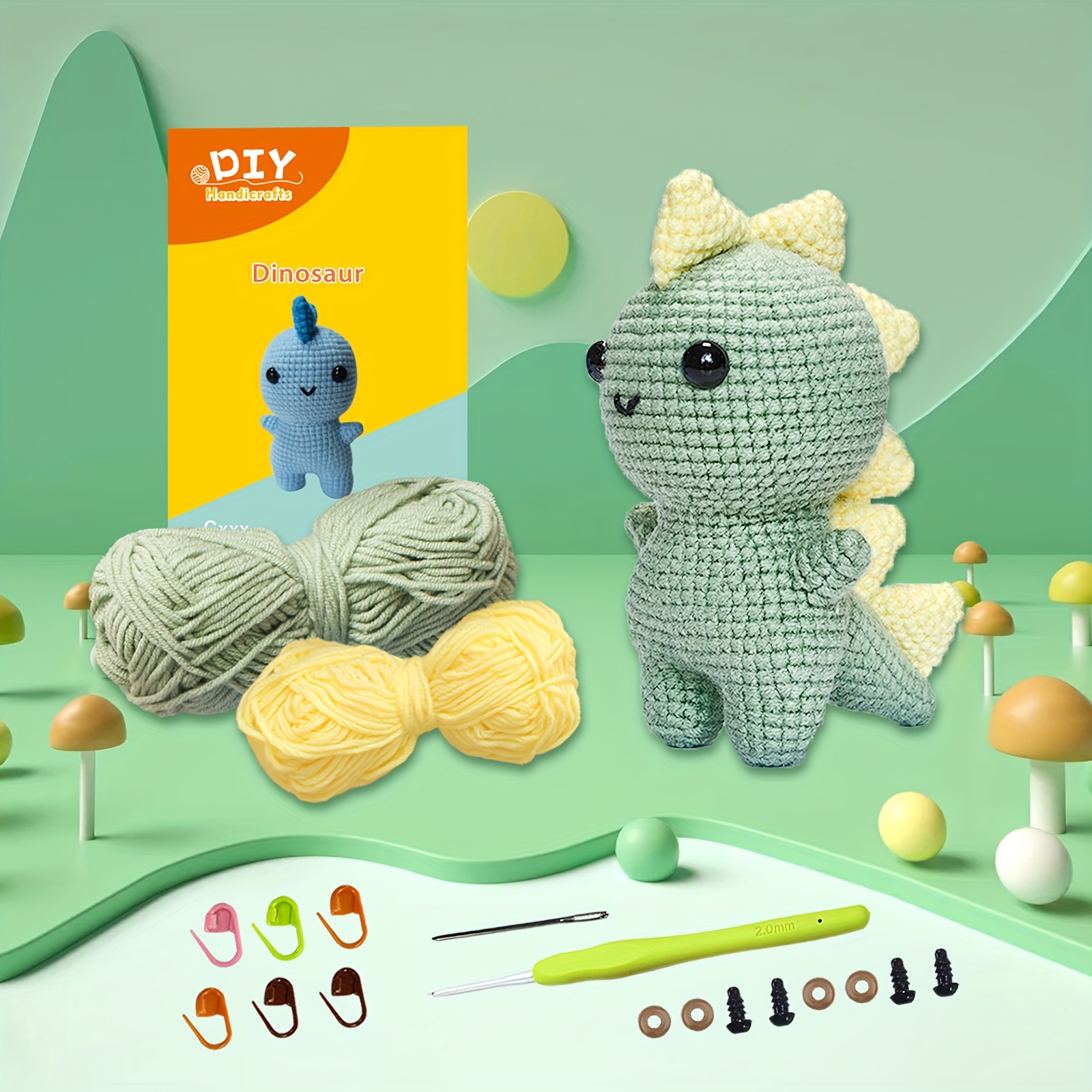Beginners Crochet Kit Easy Peasy Yarn Cute Dinosaur Doll - Temu
