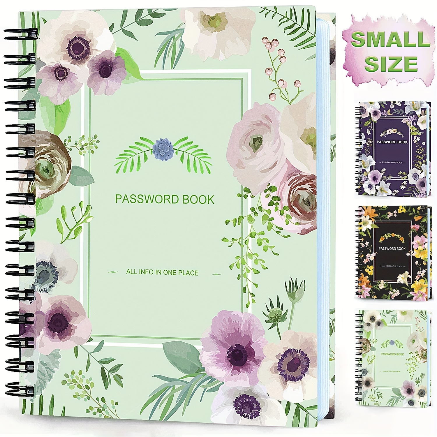 

Rustic Style Password Notebook With Hard Cover, Glossy Finish, English Text, College Ruled, Plant Theme - 1pc Address Book, Contact List, And Account Password Organizer