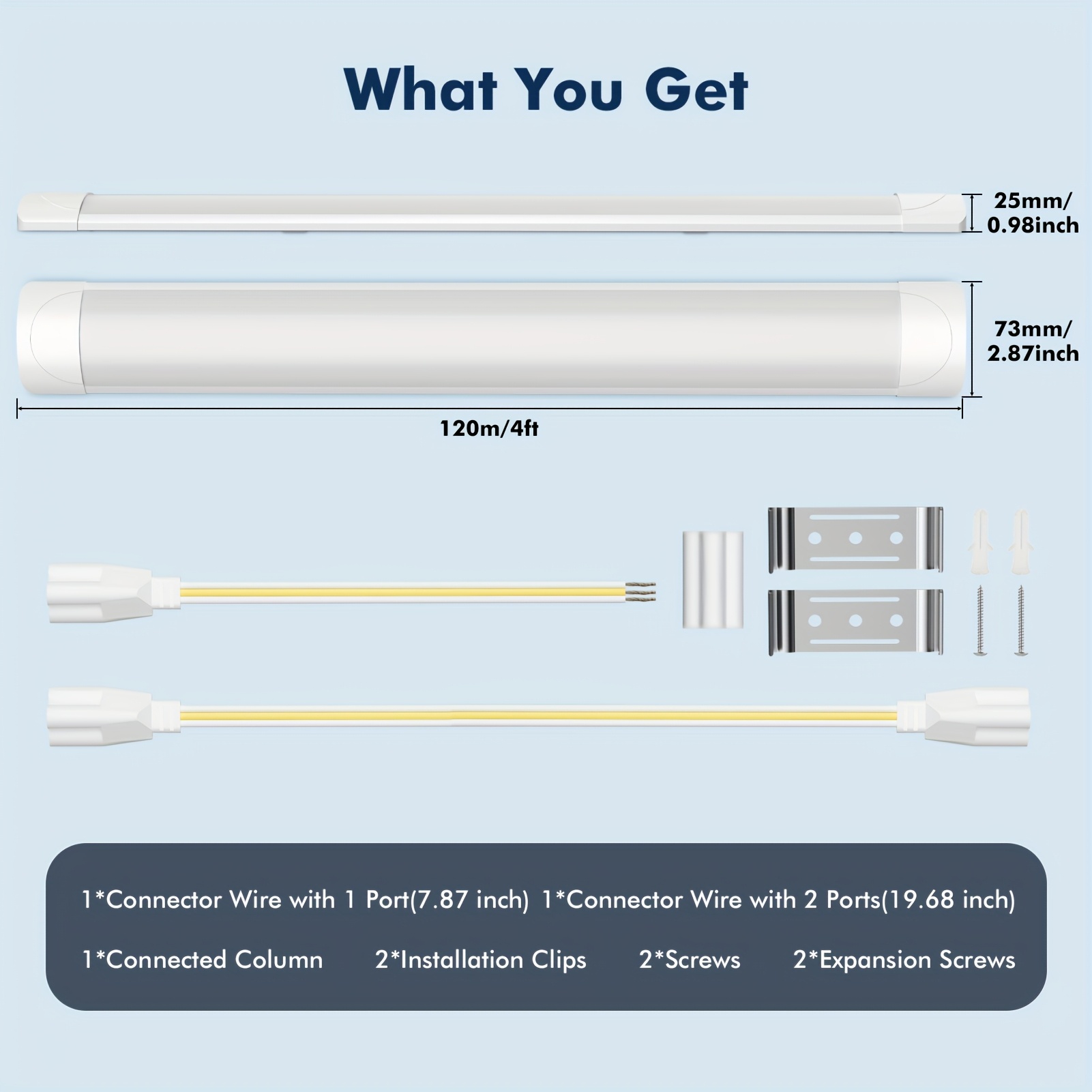 E-shop 2ft 3ft 4ft 5ft LED-Streifenlichter, Leuchtstoffröhrenlicht, Spleißleuchten für Büro, Geschäft, Garage, Decke, Raum, Kaltweiß, Neutralweiß,