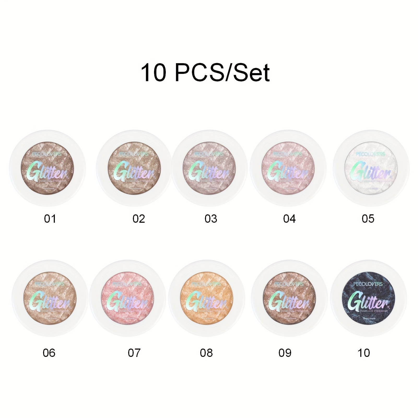 TEMU 10pcs/ Set Eyeshadow Eye Shadow Palette Lasting Sequins Potatoes Texture Shimmer Glitter Monochrome Eyes Makeup