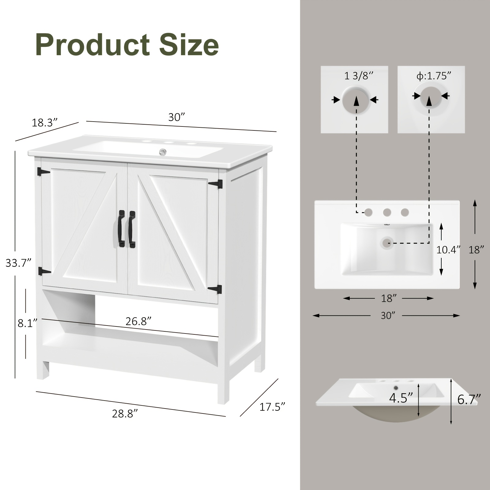 Modern Nordic Minimalist Bathroom Vanity - 30" Cabinet Set with Ceramic Sink 14 Modern Nordic Minimalist Bathroom Vanity Interior