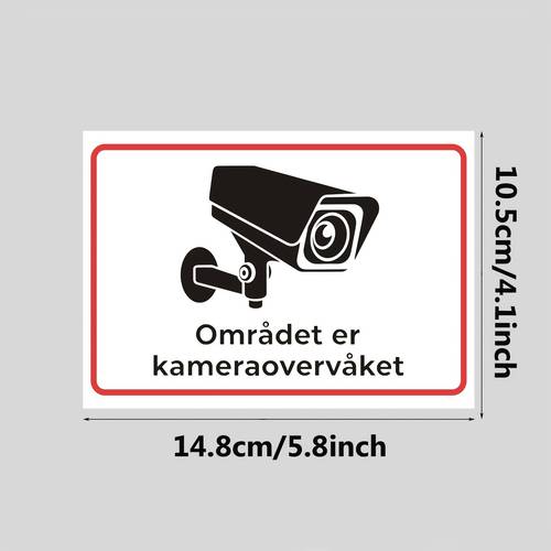 5 stk. sikkerhetsvarsler, videoovervåking-klistremerker, kan plasseres på gang, kontorinnganger, postkasser, vinduer, garasjer, dørskilt, ., 5, ,1 tommer