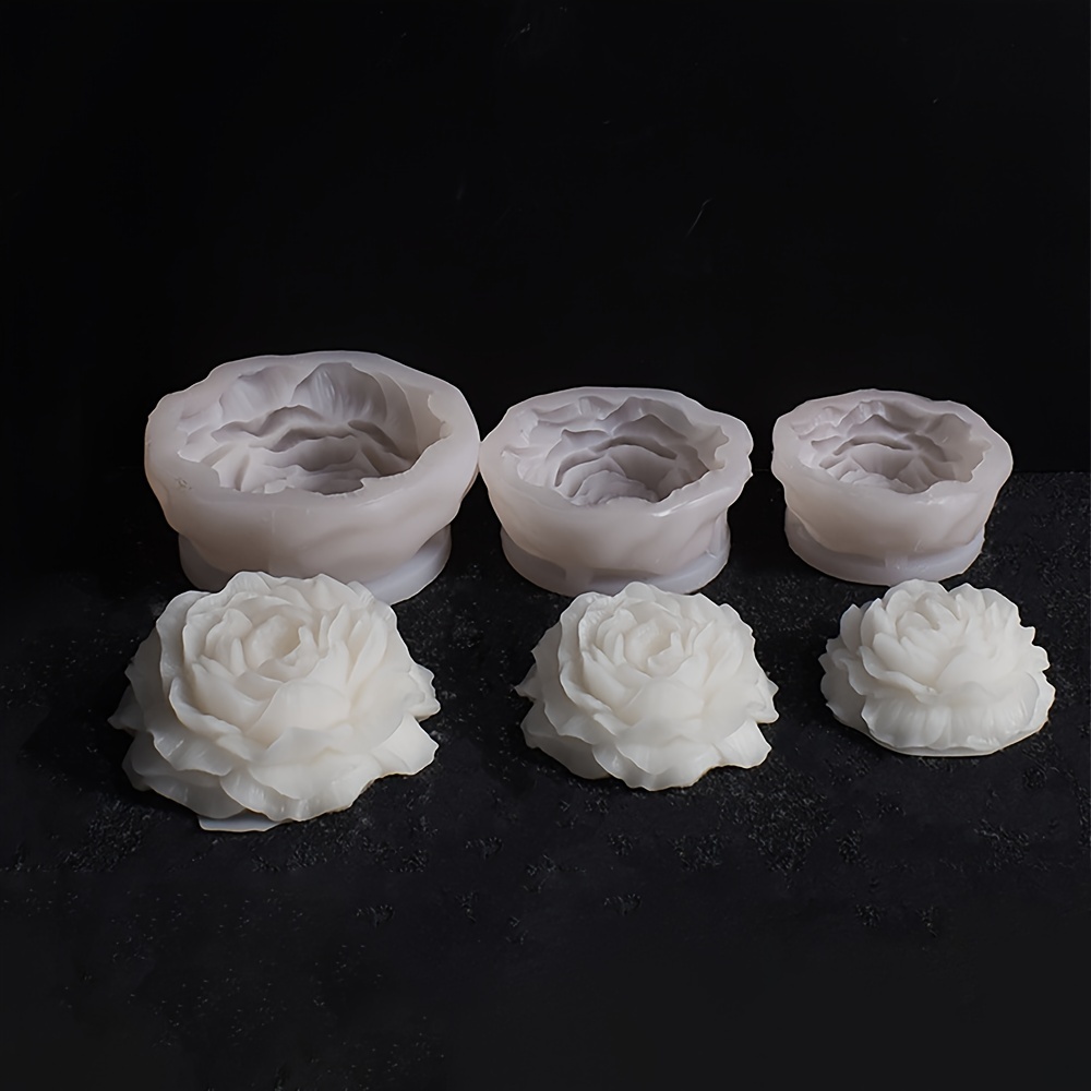 

3d Peony Flower Silicone Mold For Candle Making - Diy Aromatherapy Gypsum Resin Craft, Reusable Silicone Casting Mould, No Power Required, Home Decor Wedding Souvenir Gift - 1pc