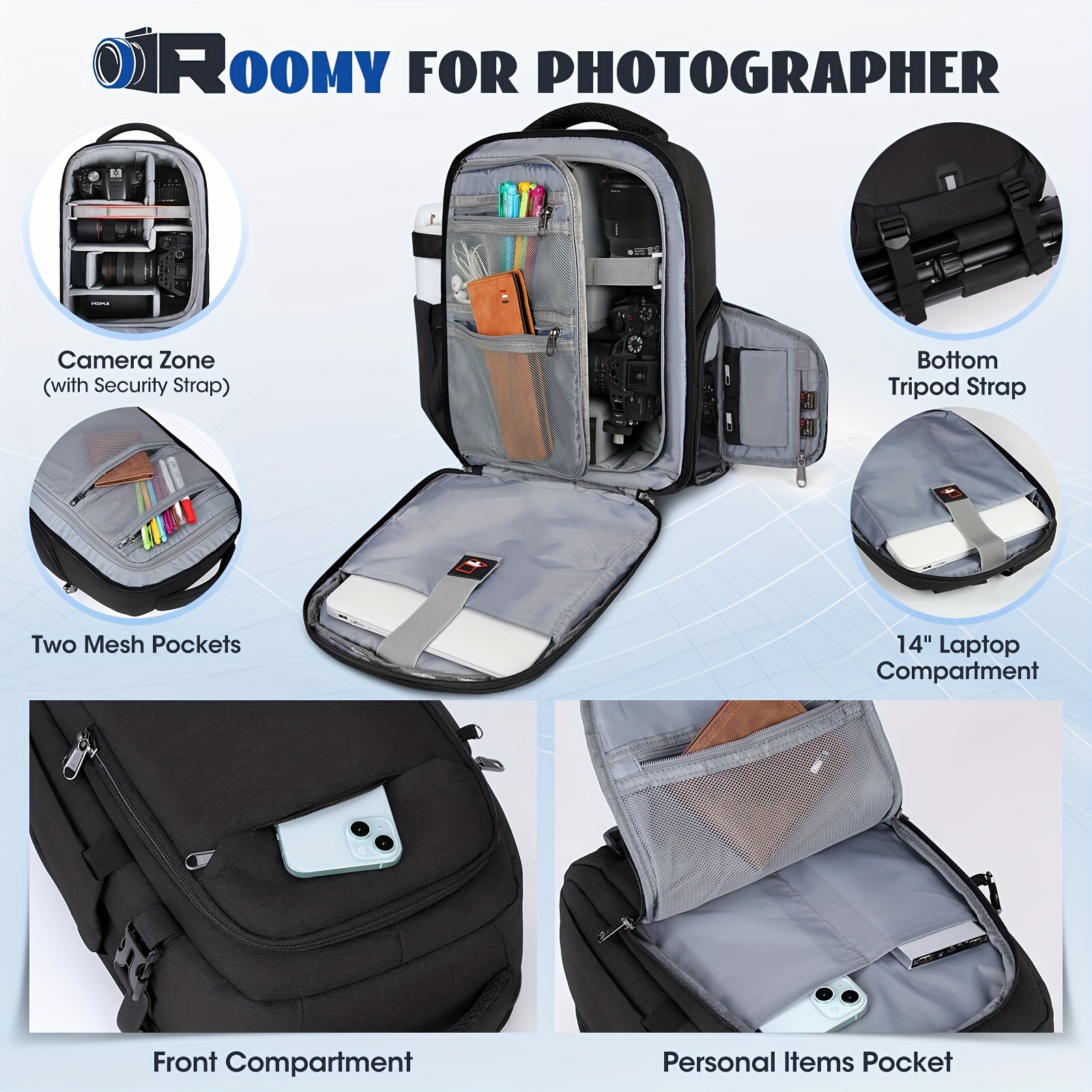 photographer s dslr camera backpack polyamide anti theft Temu