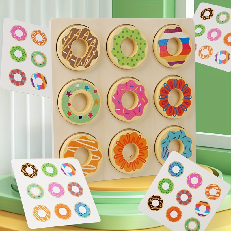 

Children's Early Education Innovation Fun Wooden Color Matching Donut Toy, Educational Game Toy, Cultivate Color Cognition, Exercise Hand Fine Motor