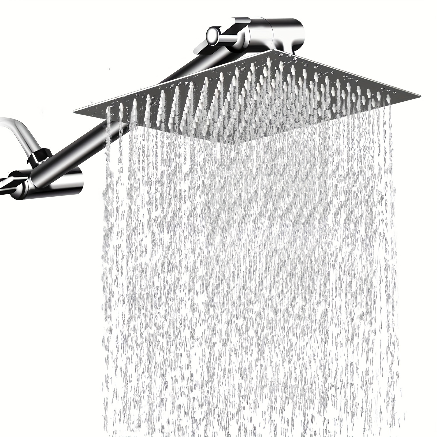 

8" Brushed Nickel High Flow Rain Shower Head With 11" Adjustable Extension Arm