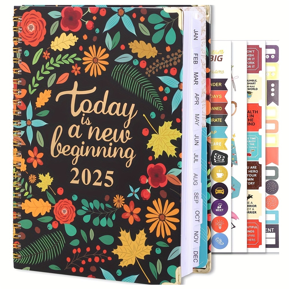 

Plan Book 2025- Weekly And Monthly Calendar Plan 2025, A5 Academic Plan 12 Month Work Plan With Stickers And Inside Pockets, Suitable For Office Supplies, Birthday Gifts