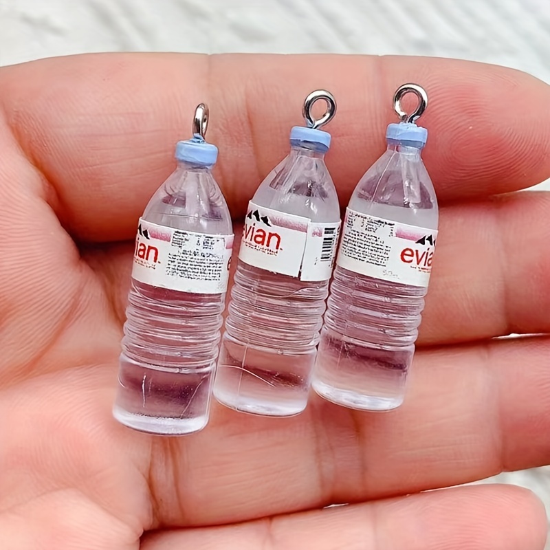 

10-piece Resin Miniature Water Bottle Charms Set For Diy Jewelry Making, Transparent Pendant Accessories For Earrings, Necklaces, And Crafts