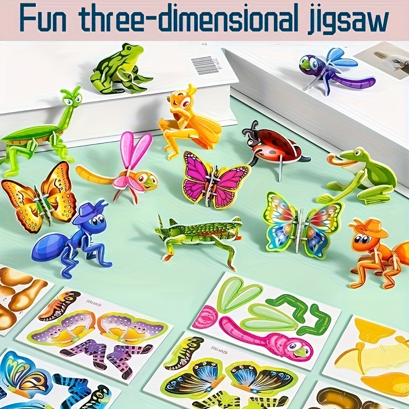 50 sztuk zabawna układanka 3d owady puzzle dla dzieci, łamigłówka, zabawka do składania, prezent ręcznie robiony do przedszkola