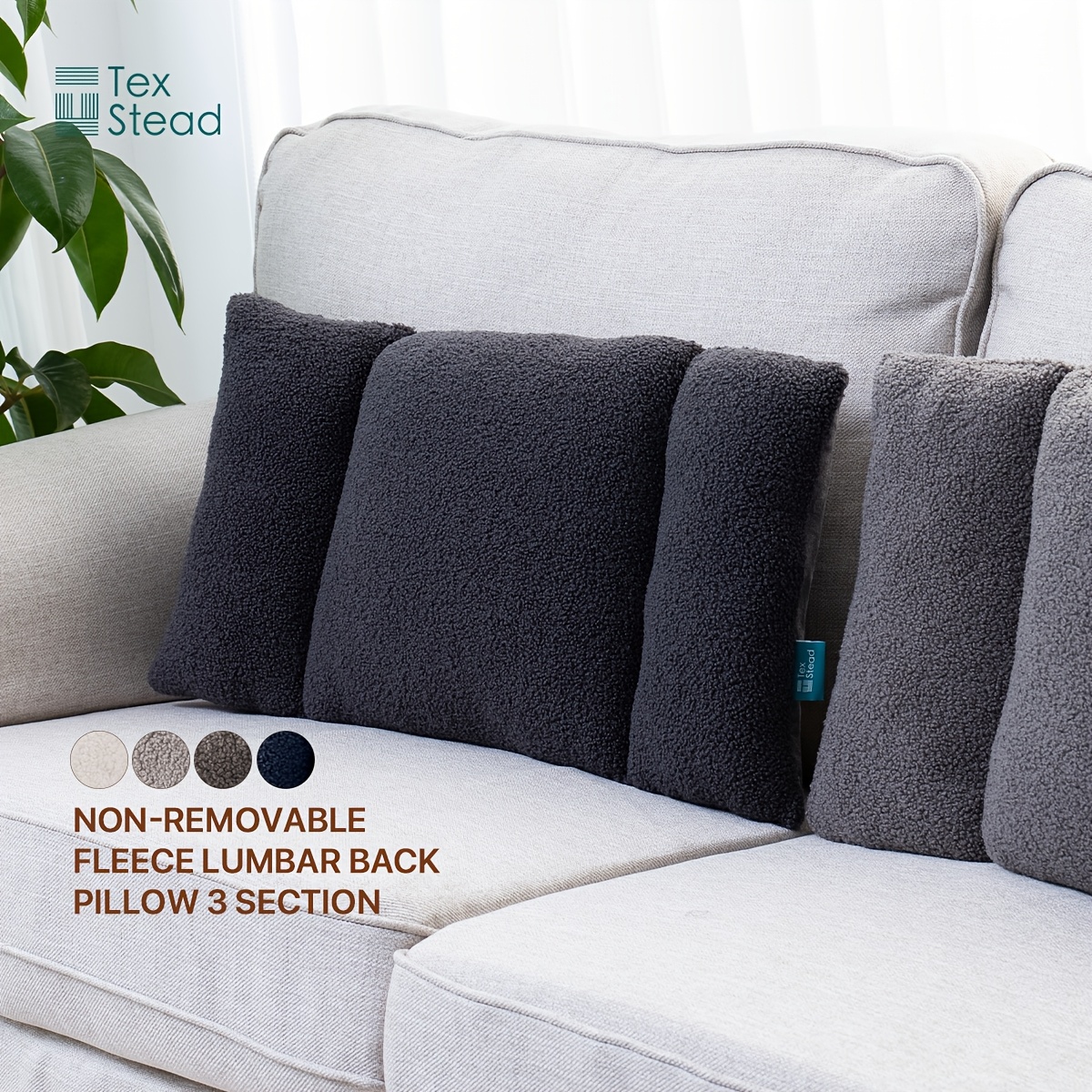 1pc fleece lumbar support pillow 3 section back pillow office chair pillow for back support comfortable lumbar support waist for car seat low back sofa rest Product details 7