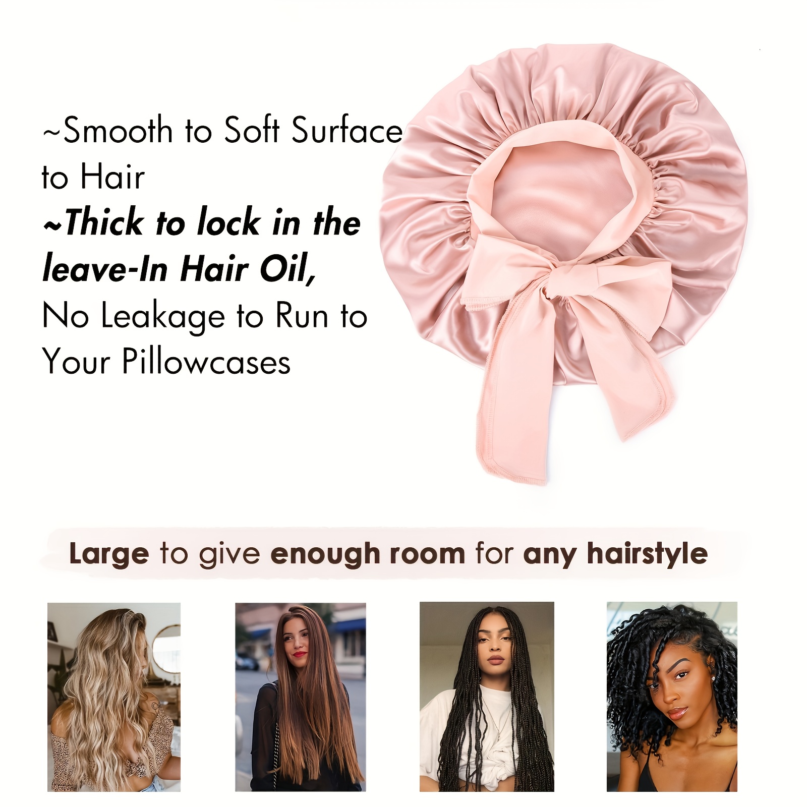 Ellitina 4pcs Heatless Curling Set - No Heat Overnight Curling Rod & Satin Bonnet | Spring/Summer Frizz-Free Waves, Sleep-Friendly DIY Styling Kit for All Hair Types | Adjustable Comfort Fit & Nice Mother's Day Gift (Luxury Satin)