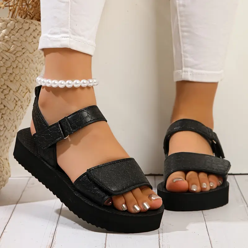 womens solid color fisherman sandals open toe strappy back eva sole eva insole microfiber inner with lightweight and comfortable materials for travel Product details 10