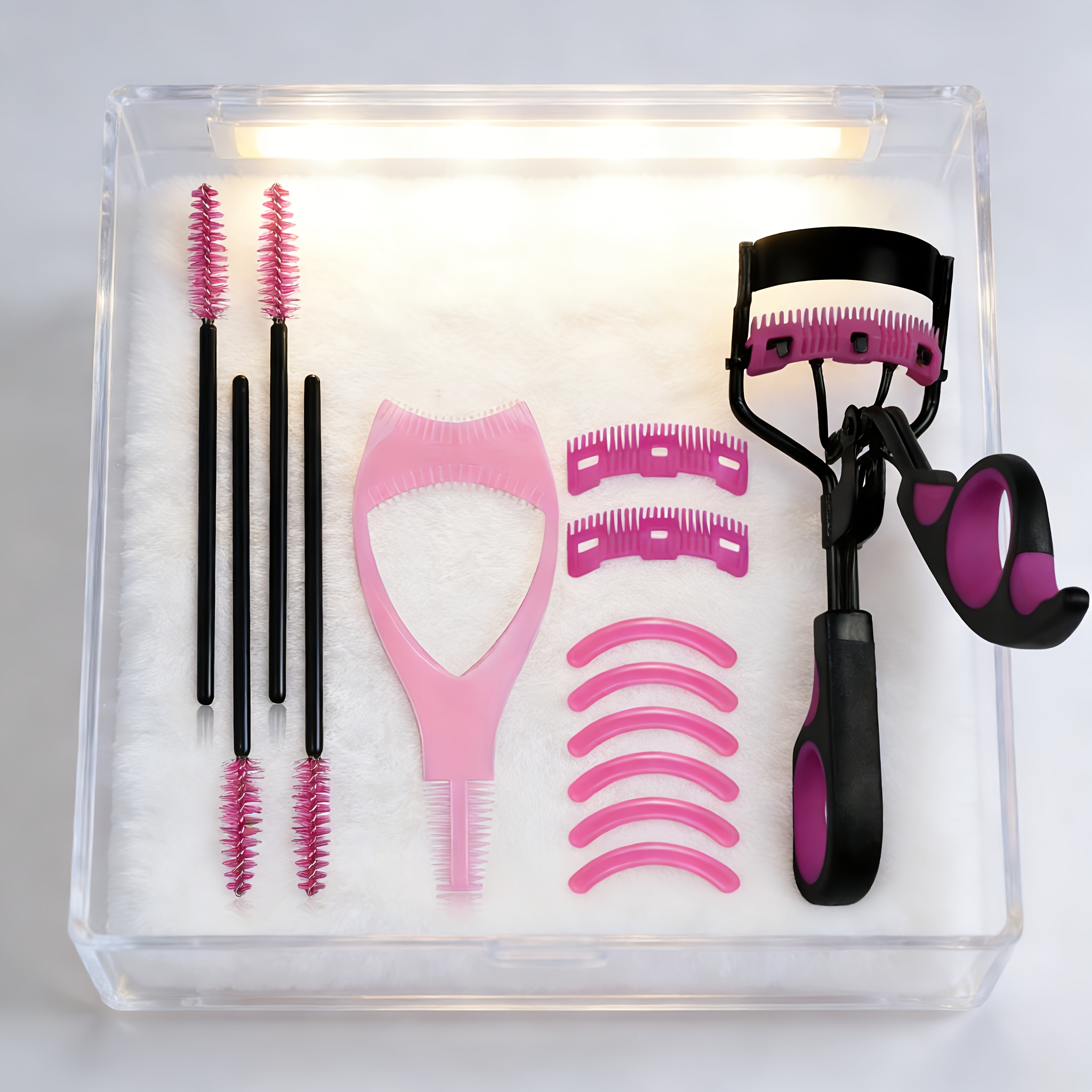 TEMU Eyelash Curler With Comb And Eyebrow Makeup Tool Set, Stainless Steel Eyelash Separator, 3-in-1 Multifunctional Eyebrow Card, Eyelash Brush,