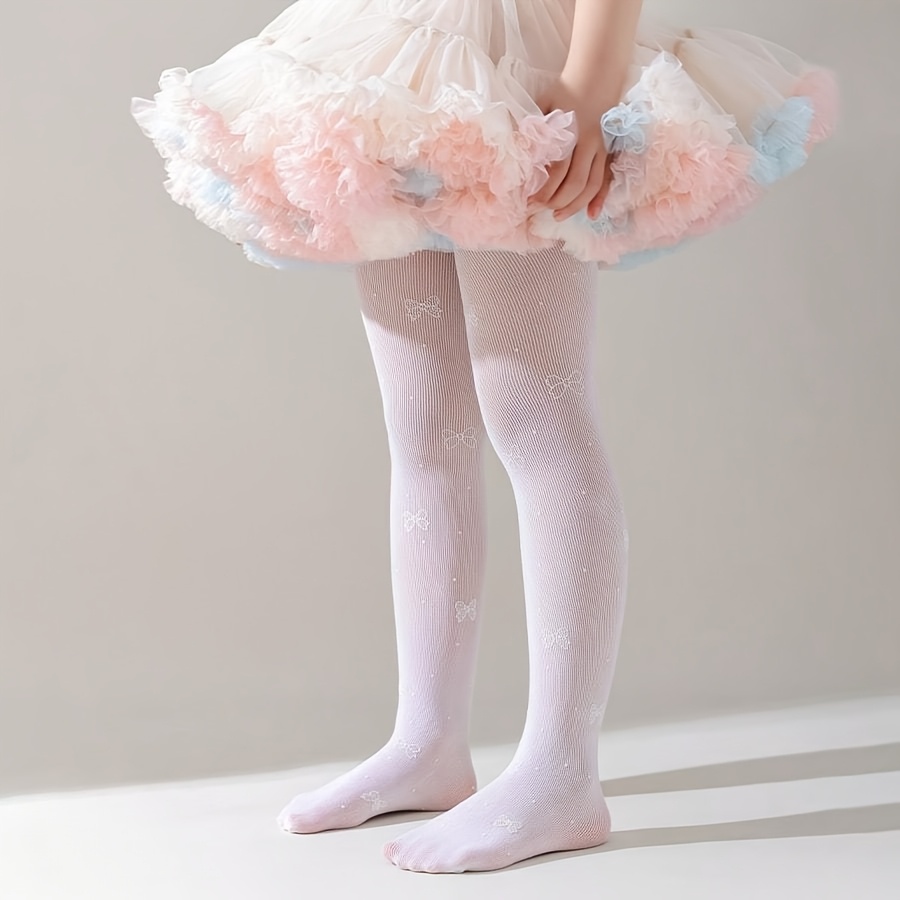 Image of 1pc Sweetheart Strawberry & Cherry Print Tights - , Lace & Ruffle Design, Knit Fabric, Polyamide Blend, Wear, Hand Wash Only, Delicate Style, Lace Tights | Ruffle Skirt Tights | Knit Texture