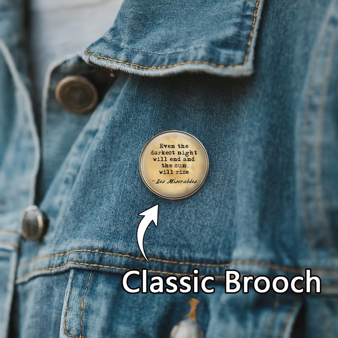 TEMU 1pc Packaging ( Color Scheme Backpack Sweater Additions Brooch Pin), Round Badge Printed With The Quote "the Will Pass And The Light Will Come"