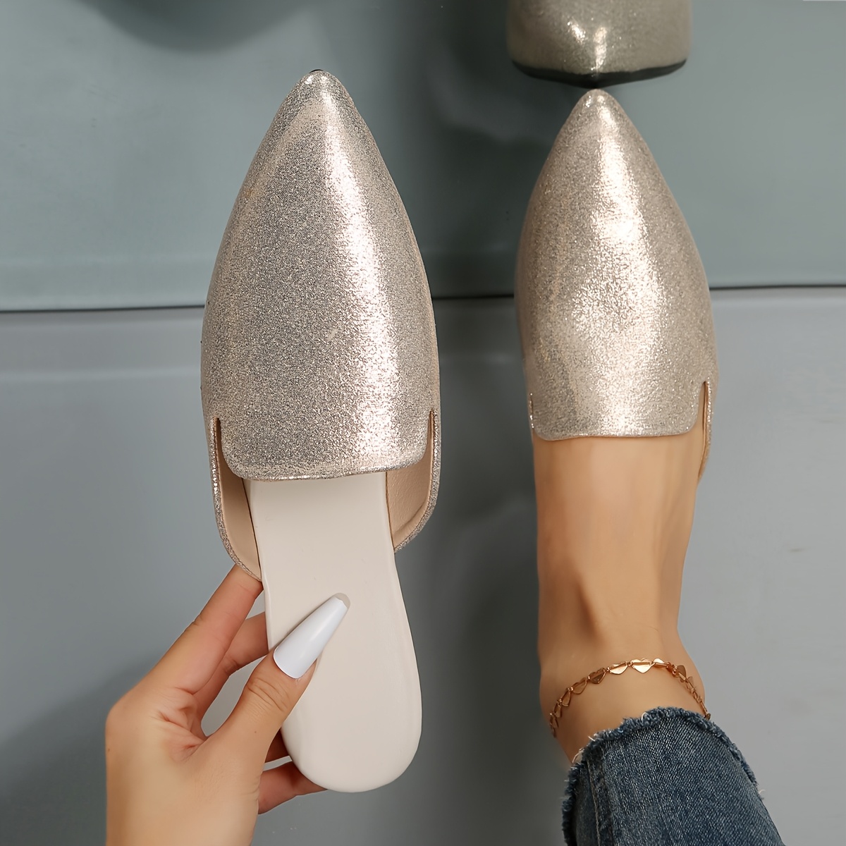 women's summer fashion pointed toe comfortable flat mules Temu