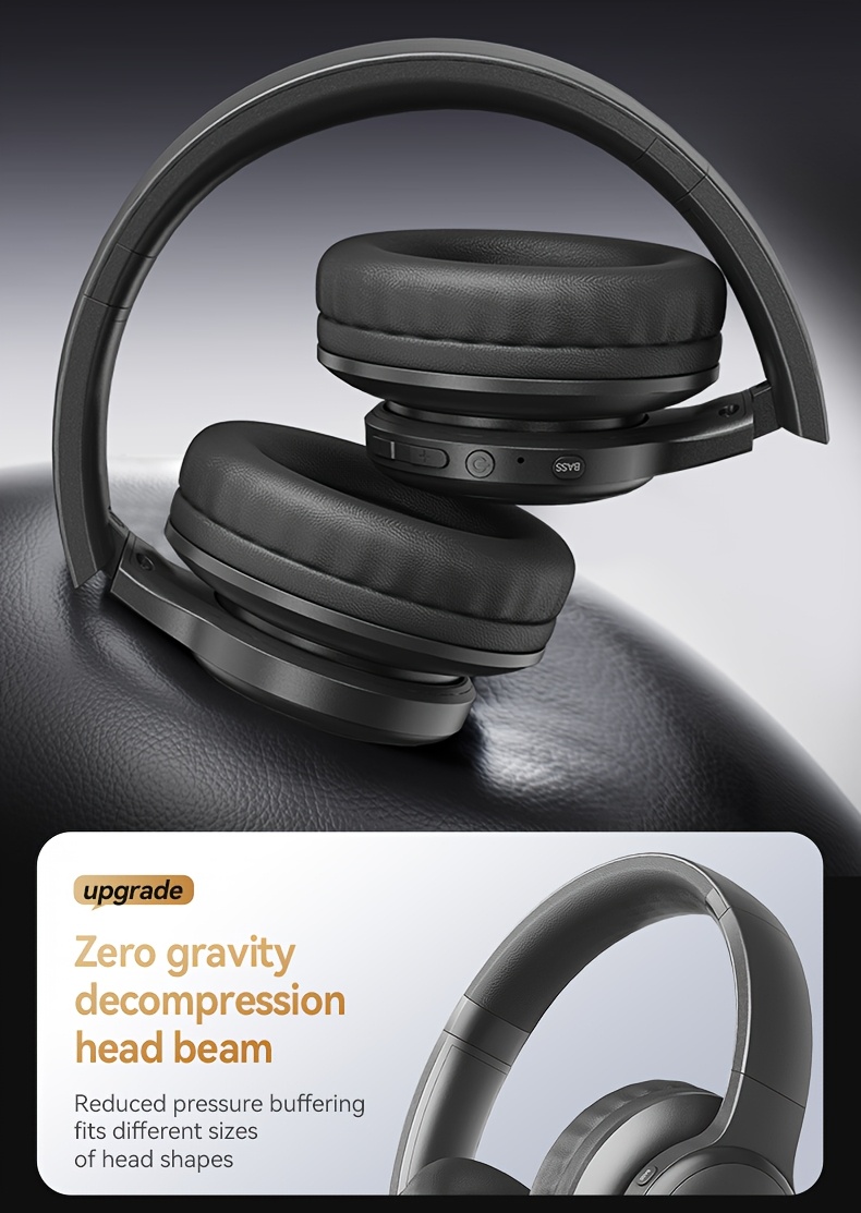 Casque sans fil supra-auriculaire amélioré avec son amélioré en basses, conception pliable légère avec microphone intégré. Inclut un câble audio de 3,5 mm