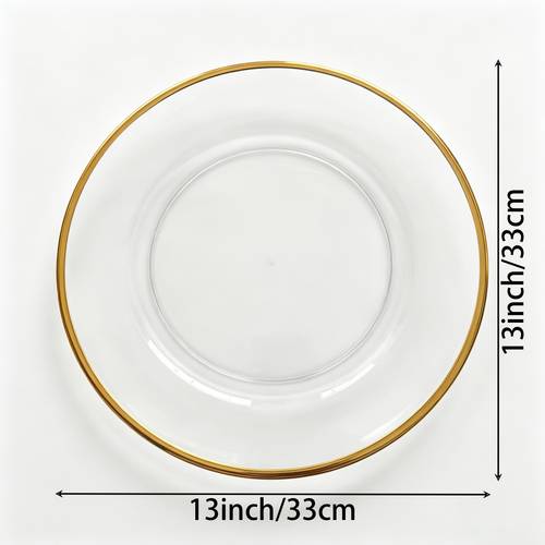 goldene rand multi-teil ladegerät-platten, kunststoff ladegerät-platten, 13 zoll, nicht-lebensmittelkontakt, kreisförmig wiederverwendbar, verwendet für hochzeit, party, geburtstagsfeier, tischdekoration, elegante desktop-dekoration