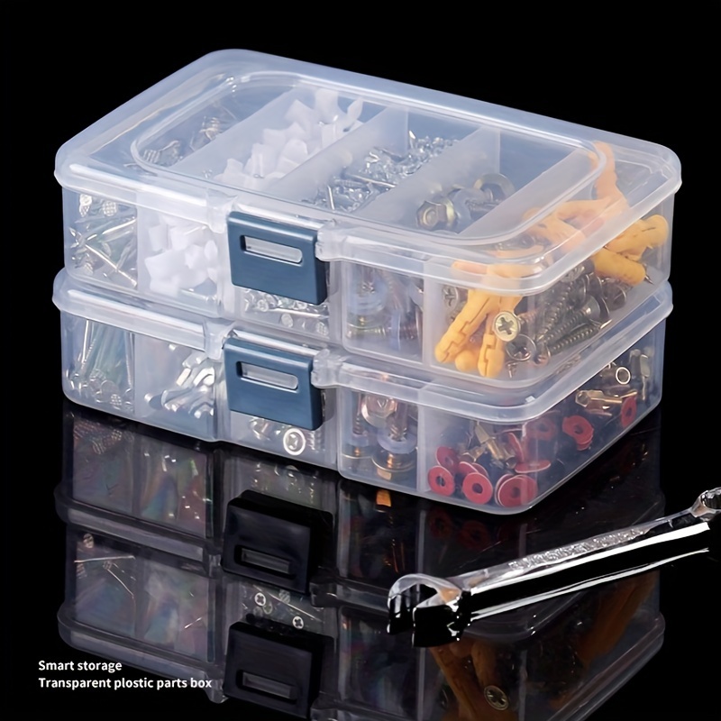 

5-compartment Waterproof Transparent Plastic Storage Box With Blue - Ideal For Electronic Components, Screws, & Fishing Lures | Organizer For Small Accessories