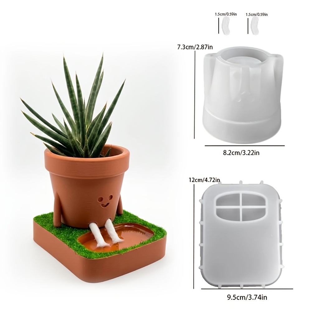 TEMU 1pc/2pcs Resin Silicone Mold, No Watering Flowerpot Silicone Mold, Home Garden Desktop Atmosphere Decoration, Holiday Housewarming, Birthday