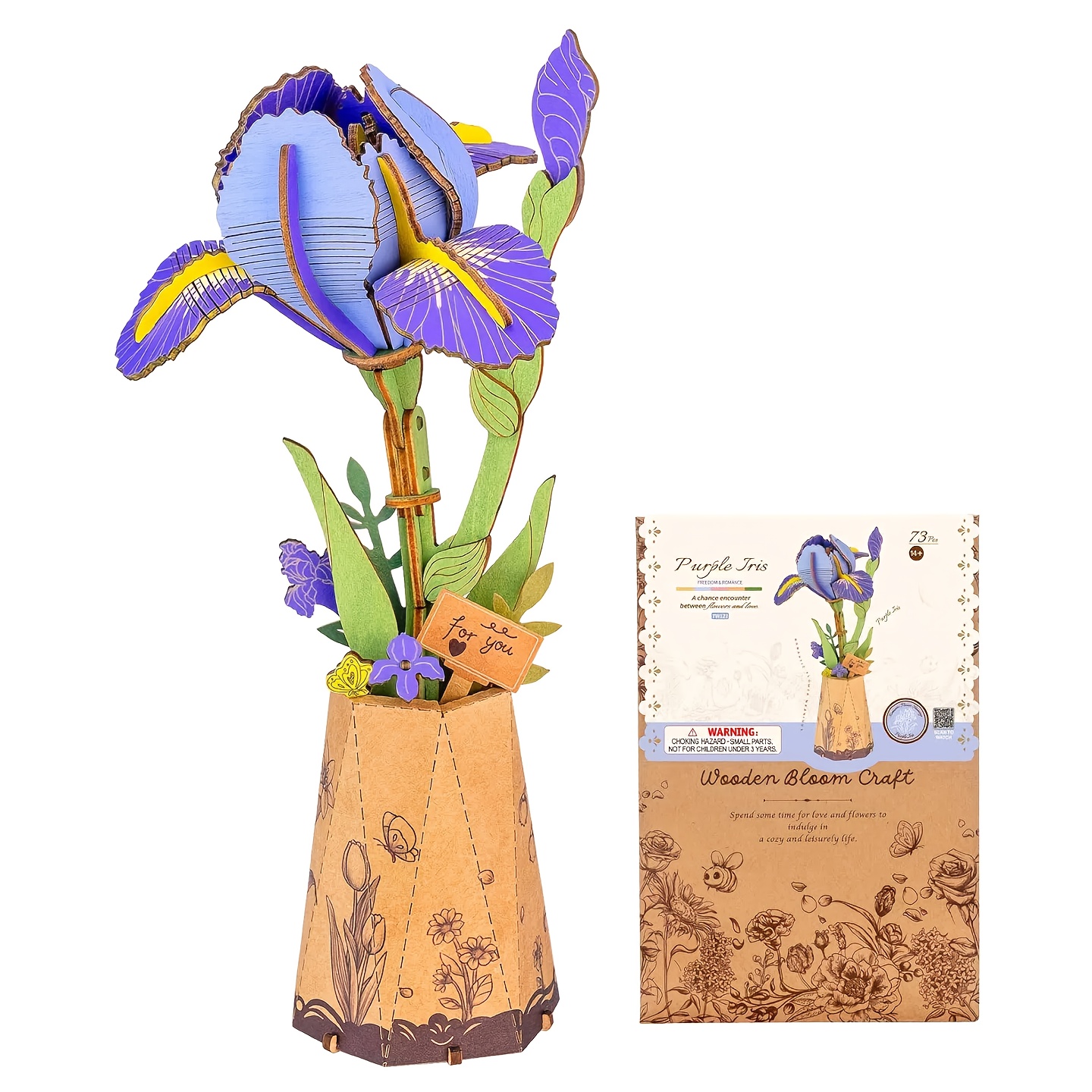 Image of Robotime 3d Wooden Puzzle, Flower Model, Artificial Flower Craft For Home Office Decor, Ideal Valentine's, Mother's Day And Birthday Gift For Her-tw121