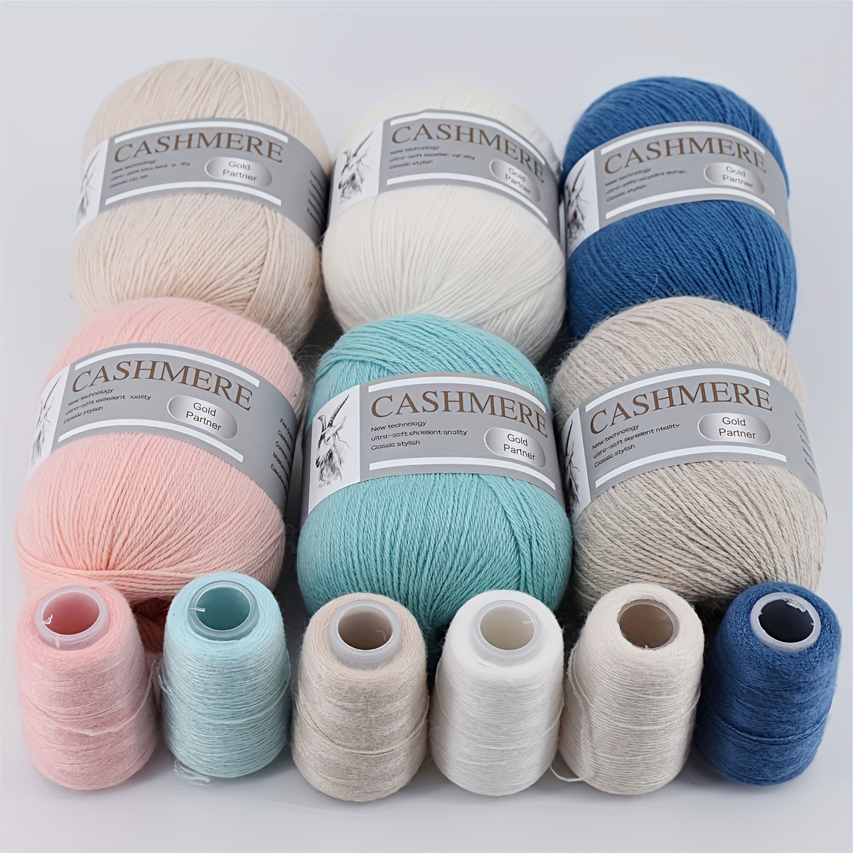 6 poros prabangaus kašmyro siūlų rankų mezgimui, nėrimui ir vąšeliu nėrimui megztiniams, šalikams, kepurėms, skaroms, kardiganams ir pirštinėms - siūlų kamuoliukai - aukščiausios kokybės siūlai, minkštas šiltas įvairiaspalvis rinkinys (10.58Oz + 4.23Oz)